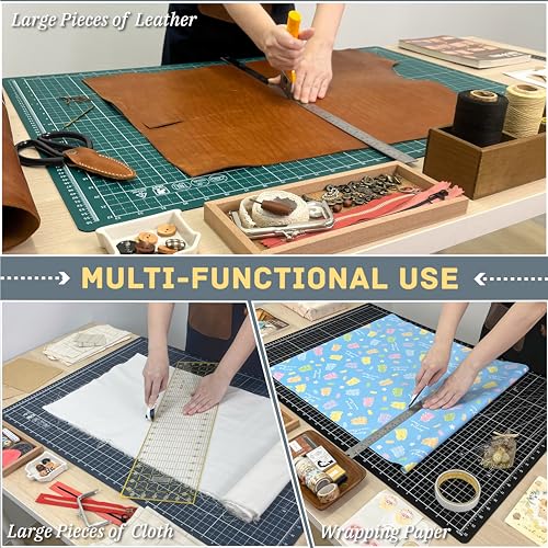 iMAT Flip Cutting Mat Note A1 Foldable Double-Sided Black | Inch grid front with cm dot back for dual-unit measuring. Large 24" x 36" workspace, ideal for crafts, sewing, and DIY - color: Black