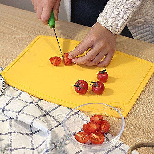 Liflicon Extra Large Thick Silicone Cutting Boards for Kitchen 14.6'' x 10.43'' Flexible Cutting Chopping Boards/Mats Non-slip Deep Drip Juice Groove, Dishwasher Safe-Yellow - color: Yellow, size: 14.6"L x 10.4"W