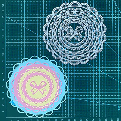 Cutting Dies Stencil Flower Round Square Rectangle Oval Ellipse Nested Stitched Frame Metal Mould for DIY Scrapbook Album Paper Card - style: Wavy edge dies set