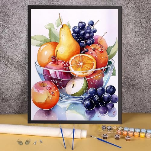 RICUVED Fruit Paint by Numbers for Adults, Grapes Paint by Numbers Kit for Adults Beginners, DIY Acrylic Oil Painting on Canvas Easy for Gift Home Wall Decor 16x20 Inch - color: SO032