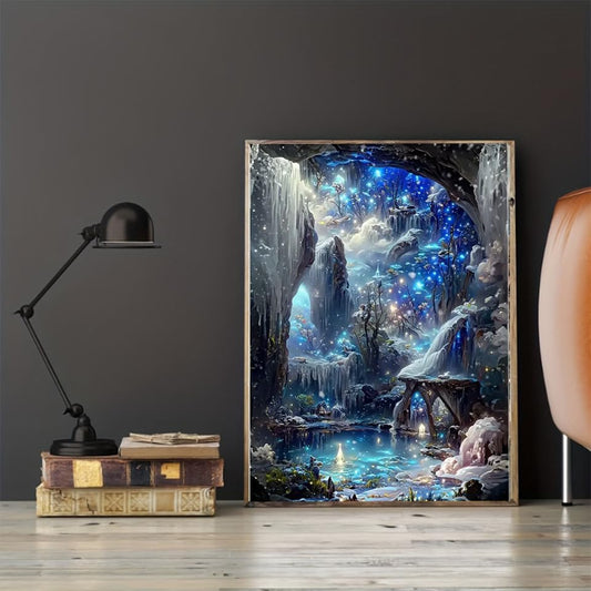 SHONGSHU 5D Diamond Art Kit for Adult, Magical Ice Cave Fantasy Landscape, Diamond Painting Kits for Beginners, Fantastic Landscapes DIY Full Drill Dots Gem Art Paint for Home Wall Decor 12 x 16 Inch - color: SK4
