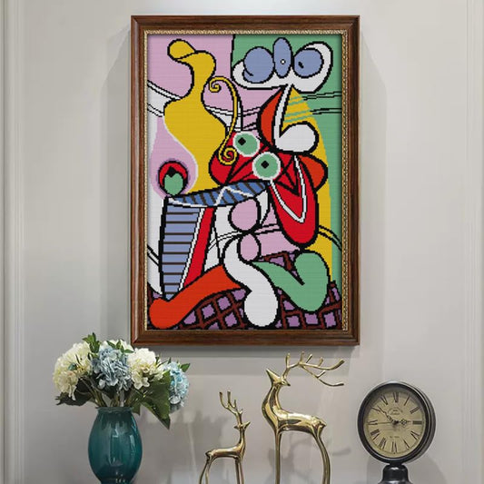 JOYSEWING Printed Cross Stitch Kits for Adults 11CT Pre-Printed Patterns Stamped Embroidery for Beginners Needlepoint Starter Kits DIY Wall Art Crafts (Picasso's Still Life 17.32 x25.20 inches) - color: Picasso's still life(Printed)17.32 x25.20 inches