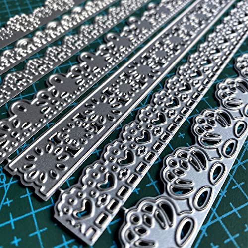Metal Cutting Dies 7 Vintage Lace Borders Edge Embossing Stencil Die Cuts for Card Making DIY Scrapbook Album Decoration (7 Lace Edge) - style: Vintage Lace Borders