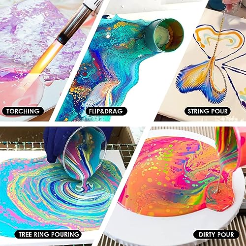 Funto Acrylic Pouring Paint Set, 36 Bottles, with Silicone Oil, High Flow, Pre-Mixed, Art Supplies for Pouring on Canvas, Glass, Wood, Tile, Rocks - color: COLORFUL