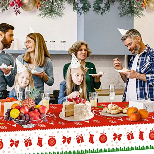 3 Pack Christmas Tablecloth, Disposable Plastic Christmas Table Cloth