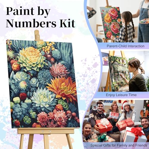 Paint by Numbers Kit for Adults, Succulent Number Painting Canvas Kit - color: Succulent-1