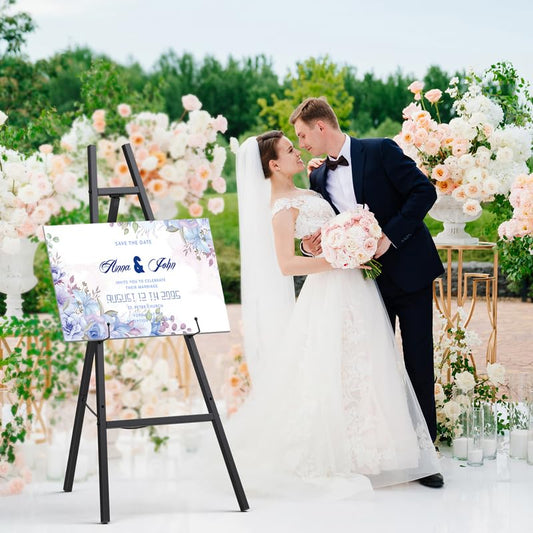 Heavy Duty Metal Easel for Sign,Adjustable for Display Black | Stable Tripod Structure, 4-Lier Adjustment, Holds 36" Signs Up to 50 lbs