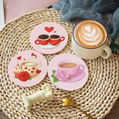 gganmtere Coffee Diamond Art Painting Coasters Kit, 8 Pieces Diamond Art Coasters with Holder, DIY Diamond Coasters for Beginners - color: JXBD115