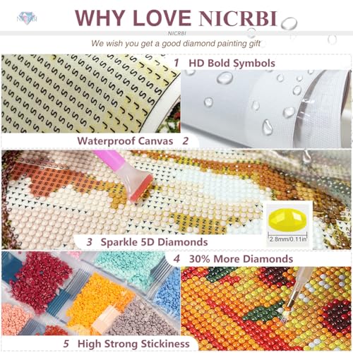 NICRBI Diamond Painting Kits for Adults Dog, Diamond Art 12x16 Inch