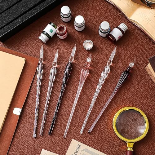 Zonon 14 Pcs Glass Dip Pen Ink Set for Art Supplies,Purple Pink Color Style - color: Purple Pink Color System
