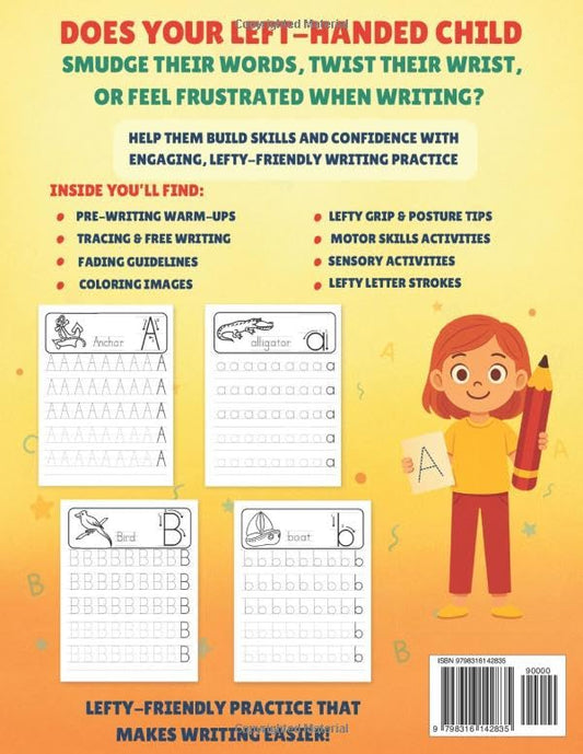 Left Hand Writing Practice Book for Kids Ages 3+: Handwriting Tracing Workbook with Letters To Learn The Alphabet for Preschoolers