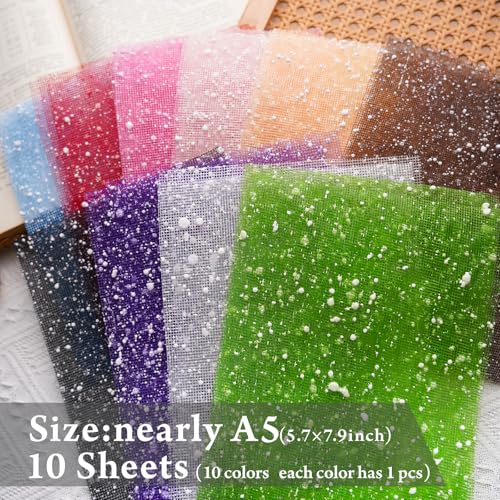 Colorful Textured Fabric Paper(snowy mesh, Close to A5 size) | Handicraft Production,Junk Journaling Supplies,Card Making,Collage Art Decoration,Decorative Craft Paper,Metal Mesh Fabric - color: snowy mesh