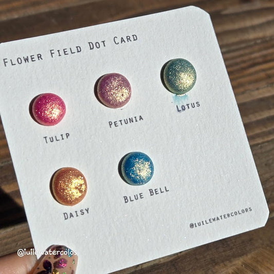 IUILE Handmade Watercolor Paints - Flower Field Dot Card (5 Colors) - Metallic, Shiny, Shimmer - color: Flower Field Dot