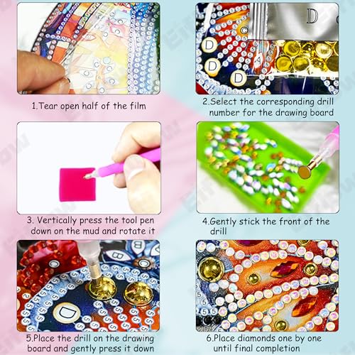 Eiflow 4PCS Diamond Art Tabletop Kit for Adults, DIY Desktop Diamond Art Painting with Stand, Acrylic Stand Up Gem Painting Board Kit (Animals) - color: Animals