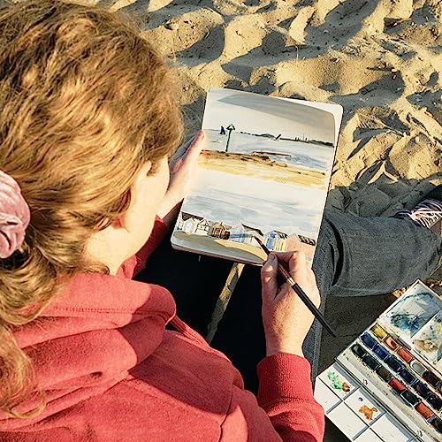 Sable Travel Watercolor Brushes, Fuumuui 4pcs Elegant Sable Travel Brushes Travel Watercolor Kit with Leather Pouch Perfect for Watercolor Gouache Ink Painting - color: Black-4pcs