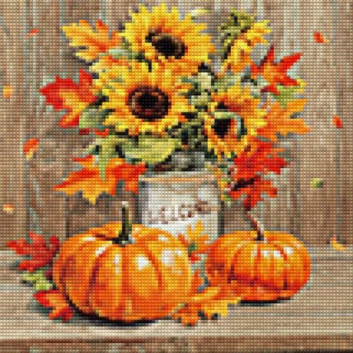 AuraDraw Autumn Diamond Painting Kits for Adults, Full Drill Round Fall Pumpkin Diamond Art Kits for Adults, Gem Art Painting for Home Wall Art Decor 14×14 Inch - color: JLZSH-00018