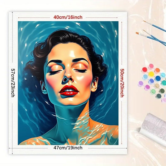 TAOPAOLAB Abstract Woman Portrait Paint by Numbers Kit for Adults - DIY Woman in Water Painting on Canvas 16x20In, Acrylic Paint Set, Suitable for Beginners, Art for Home Decoration or Gifts - color: FM10850, size: 40×50cm Unframed