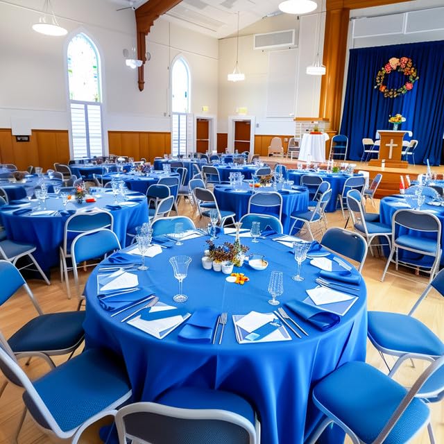 Niuara Blue Plastic Table Cloth Disposable, 4 Pack, 84 in | Round, Table Covers, Holiday Parties, Gatherings - color: Blue, size: 84" Round - 4 Packs