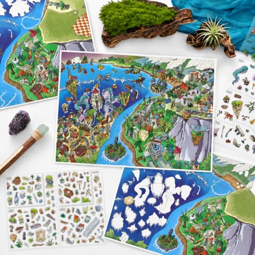 ZAYALI Large 3D Sticker Scene Book for Adults & Teens, DIY Isometric House Scenes, Large Build-Your-Own Room Sticker Set, Relaxing Sticker Therapy Art Kit - Coastal Nation - style: Coastal Nation