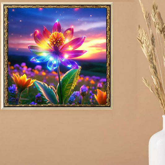 ALEXMACLIST Rainbow Glow Flower 5D Diamond Painting Kit for Adults – Full Drill DIY Diamond Art for Home Wall Decor,14x14inch (Without Frame) - color: Glowing Cosmic Flower 01