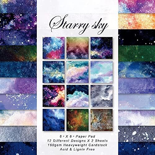 Scrapbook Paper Pad 6x6 Sky Night Celestial, Single-Sided Decoupage Sheets, Colorful Cardstock for DIY Scrapbooking, Decorative Backgrounds, Cardmaking, Junk Journal Crafts - 24 Pcs - color: 6x6 Starry Night