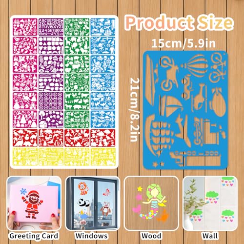32 PCS Drawing Stencils Set for Kids, Reusable Drawing Painting Stencil Templates for Kids,Animals Unicorn Mermaid Dinosaur Princess Mixed Style Stencil for Art Projects,Classroom Crafts,Wall Decor - color: 36 Sheets Mixed