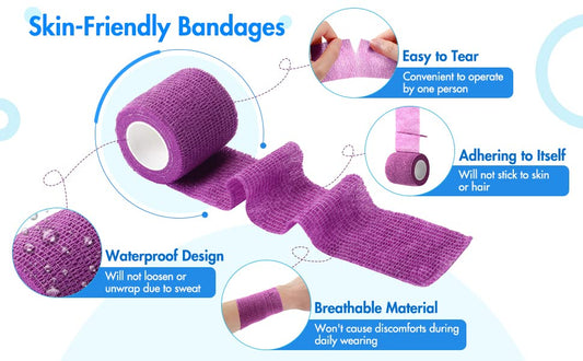Treela 64 Pack 2" X 5 Yards Self Adhesive Bandage Wrap Multi Color | Cohesive Flexible Wrap for Wrist Ankle Fingers, Breathable Sports Tape, Self Adherent Rolls for Pets Vet, Coban Style - color: Multi Color, size: 2 Inch X 5 Yard