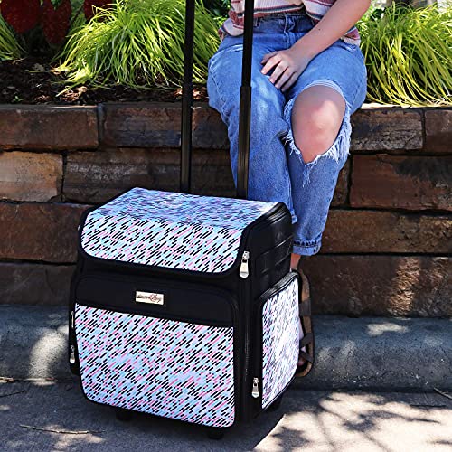 Everything Mary Collapsible Rolling Craft Bag, Pill - Wheeled Scrapbook Tote for Scrapbooking & Art - Travel Organizer Storage Bin for Paper, Glue, Tape - Roller Cart for Teachers & Medical - color: Pill Print