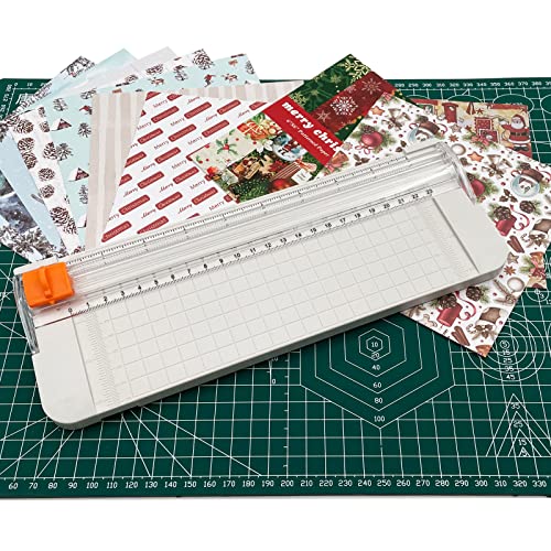 Paper Cutter, A4 Paper Trimmer with Security Safeguard & Side Ruler Portable Straight Edge Cutter for Scrapbooking Craft Paper, Photos, Label, Cardstock (White) - color: White