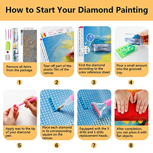 TISHIRON Deer Diamond Art Kits for Adults, 5D Round Full Drill Arts 12"x16"