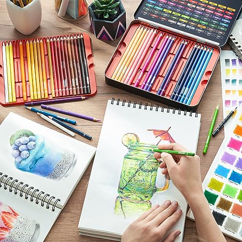 ARTEZA Colored Pencils Set of 72, Soft Wax-Based Colored Pencils for Adults and Artists, 4 mm Break-Resistant Core, Pre-Sharpened Drawing Pencils in Metal Tin for Blending, Shading, Sketching - style: Set of 72 (Tin Case)