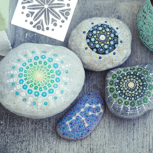 56 Pcs Mandala Stencils, 3.6 x 3.6 Inch Reusable Painting Templates | Pet Material, Smooth Edges, Reusable Mandala Designs, Washable, for Wood, Rock, Fabric, Walls, Window, Cards and Drawing - style: Small Mandala Stencils