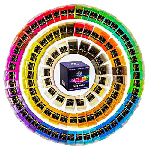 BALTIC DAY - Mica Powder, 100 Colors - Mica Powder for Epoxy Resin - Epoxy Resin Color Pigment Powder - Pigments for Soap Making, Candle, Slime, Lip Gloss, Nails, Paint, Acrylics - color: 100 Color Bags