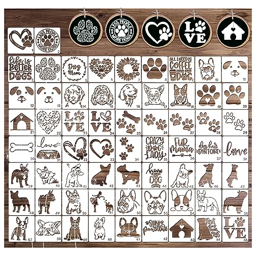 Small Stencils for Painting on Wood Burning Reusable, 3 Inch Reusable Stencil for Craft Ornament Paint Template Stencils for Wall Card Rock Wood Signs Coasters Canvas Home Decor (Dog) - style: Dog