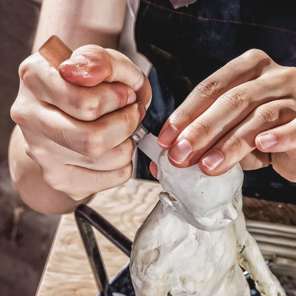 FAVOMOTO 2Pcs Fettling Knife for Clay Wooden Handle Pottery Trimming Tool for Ceramic Repair Sculpture Carving Art Tool for Modeling Ceramics and Pottery Projects 8.26 in