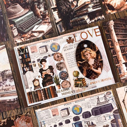 Scrapbook Supplies Kit, Cottagecore Aesthetic Junk Journal Scrapbook Kit | Stationary Set with Bullet Journaling Stickers, Vintage Ephemera Collage Craft Supplies Gift for Adults Women Beginner - color: Whispering Pages