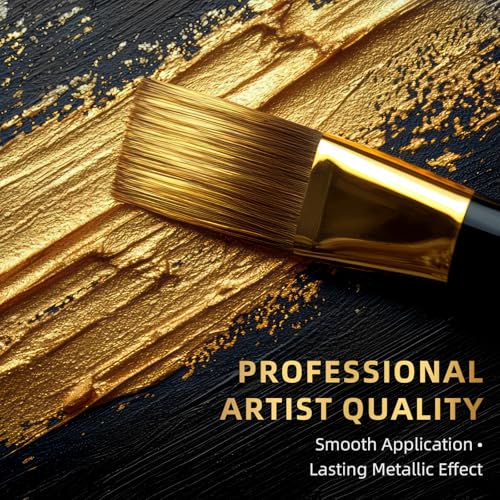 Falling in Art 33.8 Oz Heavy Body Gold Metallic Acrylic Paint, Non-Toxic | Art Craft Paints for Canvas, Wood, Clay, Fabric, Metal, Furniture - color: Gold