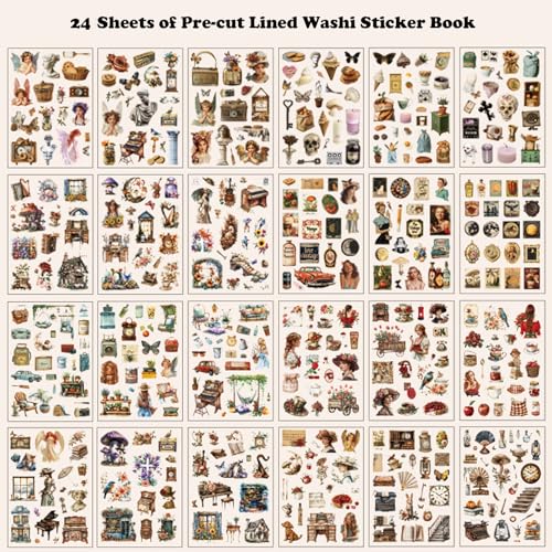 478pcs Pre-Cut Vintage Scrapbook Sticker Book for Adults and Teens, Washi Stickers for Scrapbooking Supplies,Journaling Stickers Aesthetic Ephemera for Junk Journals, DIY Crafts Arts Decorative - color: Meaningful Time