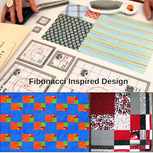 8" Fibonacci Square Templates, for Quilting and English Paper Piecing - style: 8" Fibonacci