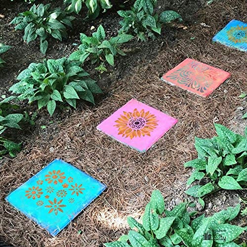 DLY LIFESTYLE Boho Stencil - Small Flowers - 7x7 Inches - DIY Art and Craft - Canvas, Paper, Fabric, Walls, Furniture - color: Boho Flowers 7"x7"