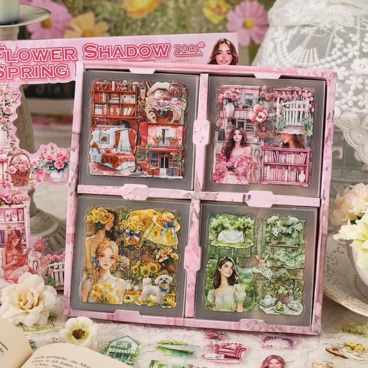 440 Pcs Spring Landscape Scrapbook Stickers for Scrapbooking, Transparent PET Stickers for Journaling, Junk Journal Supplies, Aesthetic Decorative, Collage, Craft Art, Scrap Booking Kit - color: Spring Breeze in Flower Shadows
