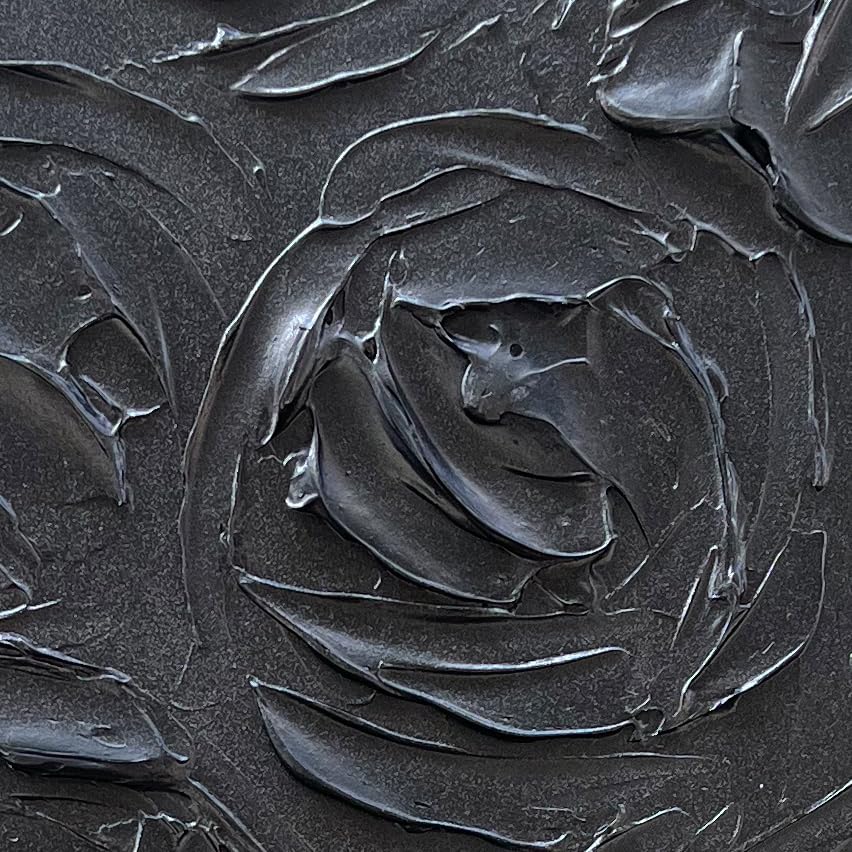 NANKAI Art Hand-Painted Black Rose Texture Abstract Art Oil Painting, Modern Style Abstract Wall Decoration, Three-Dimensional Simple Black Flower Texture Relief, Vertical Painting 36x24 inches - color: Nkhb376