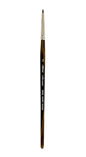 Silver Brush Limited Monza Short Round Oil and Acrylic Paintbrush, Size 2 | Short Handle, Fine Point Stiff Synthetic Mongoose Bristle, Thin and Broad Lines, Superb Paint Absorbency, Tabletop Painting - size: Size 2