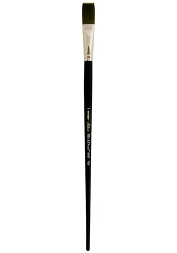 Silver Brush Limited Black Pearl Flat Oil and Acrylic Paintbrush, Size 8 | Long Handle, Watercolor, Gauche, Stiff Fine Point Mightlon Bristle, Clean Square-Edged Strokes, Easel Painting - size: Size 8