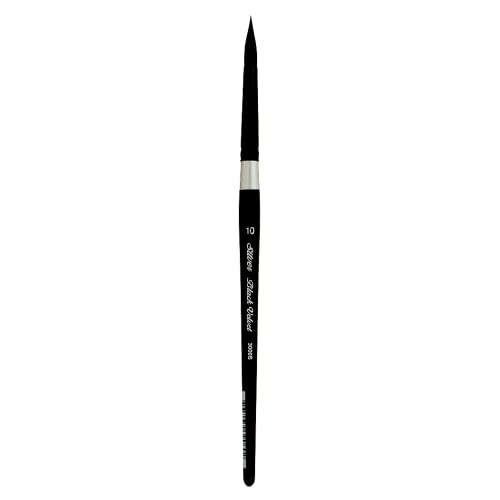 Silver Brush Limited Black Velvet Round Watercolor Paintbrush, Size 10 | Gouache, Inks, Dyes, Short Handle, Pointed Bristle, Soft Synthetic and Squirrel Mix, Superb Paint Absorbency, Smooth Strokes - size: 10
