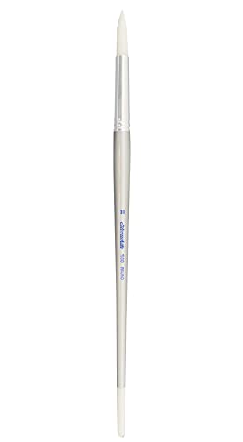 Silver Brush Limited Silverwhite Round Watercolor Paintbrush, Size 10 | Long Handle, Acrylics, Gouache, Inks, Dyes, Soft Fine Point Faux Sable Bristle, Superb Color Absorbency, Thin and Broad Lines - size: Size - 10