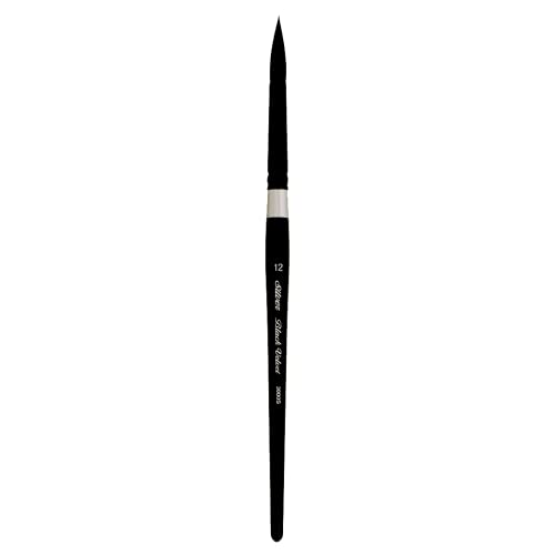 Silver Brush Limited Black Velvet Round Watercolor Paintbrush, Size 12 | Gouache, Inks, Dyes, Short Handle, Pointed Bristle, Soft Synthetic and Squirrel Mix, Superb Paint Absorbency, Smooth Strokes - size: 12