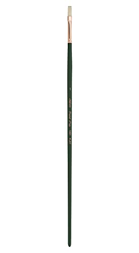 Silver Brush Limited Grand Prix Flat Oil Paintbrush, Size 1, Long Handle | Stiff Flagged Hog Bristle, Superb Paint Absorbency, Well-Balanced, Lightly Textured Strokes, Easel Painting - size: Size 1, Long Handle