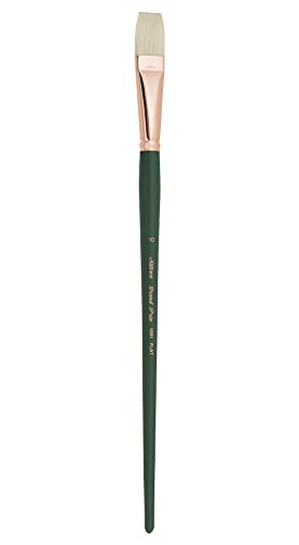 Silver Brush Limited Grand Prix Flat Oil Paintbrush, Size 10, Long Handle | Stiff Flagged Hog Bristle, Superb Paint Absorbency, Well-Balanced, Lightly Textured Strokes, Easel Painting - size: Size 10