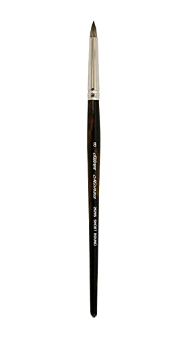 Silver Brush Limited Monza Short Round Oil and Acrylic Paintbrush, Size 8 | Short Handle, Fine Point Stiff Synthetic Mongoose Bristle, Thin and Broad Lines, Superb Paint Absorbency, Tabletop Painting - size: Size 8